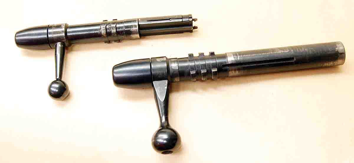 Remington scaled up the Model 581 bolt (top) to make its Model 788 centerfire bolt (bottom).